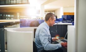 corporate employee working in desk