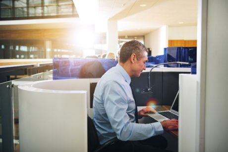 corporate employee working in desk