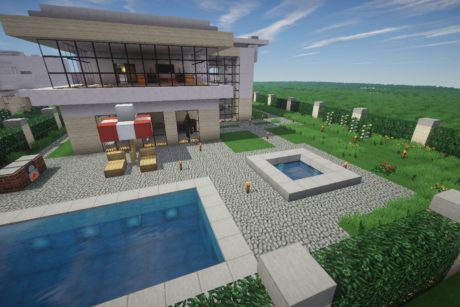 minecraft house with pool