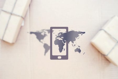 smart phone and map of the world