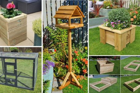 A collage of garden furniture pictures showcasing various types, perfect for garden woodworking projects