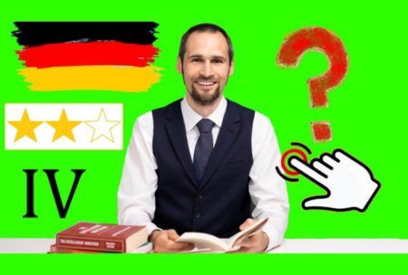 german flag and language instructor green background