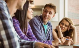 group of young adults communicating