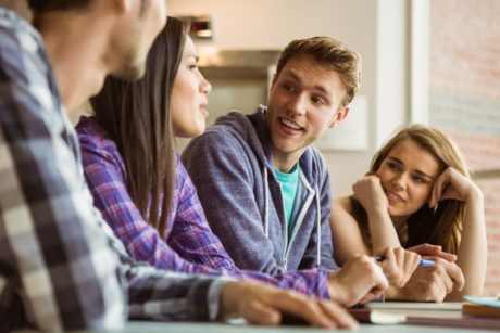 group of young adults communicating