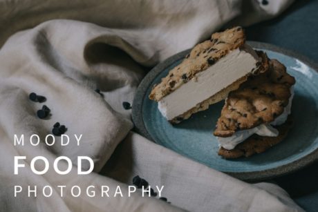 dark and moody photograph of an ice cream sandwich