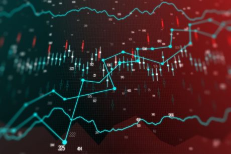 a stock chart featuring a line of dots, symbolizing trading secrets and market trends in financial analysis