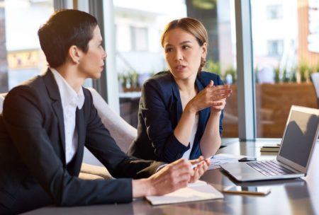 woman talking to man and handling an objection