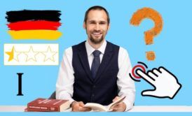 german flag and language instructor blue background