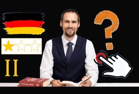 german flag and language instructor black background