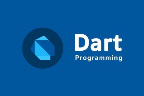 dart programming logo displayed prominently on a blue background, representing a course in Dart programming course