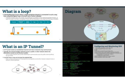 Diagram of IP tunnel and network showing Juniper JNCIS-ENT. Simplified visual representation