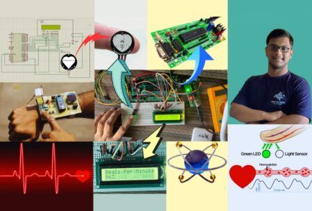 a collage of electronic devices including a heart beat monitor, showcasing the diversity of modern technology