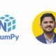 visual of numpy logo, a python library for data analysis, essential for python numpy tutorial