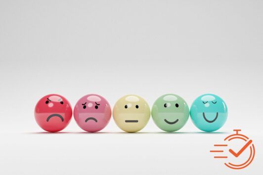 A playful display of five colorful eggs, each adorned with a smiley face, representing joy in customer service excellence.