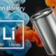 One li-ion battery showcasing its cylindrical design and metallic casing